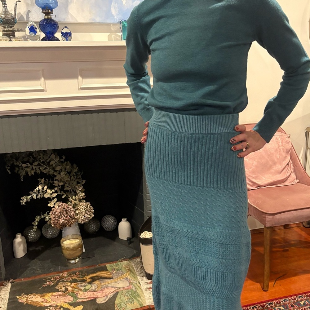 Olivia by LIVRO Teal Sweater + Maxi Skirt Set (NWT)